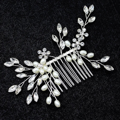 1pc bridal headdress handmade pearl crystal hair comb wedding styling accessories fashion insert comb hair accessories