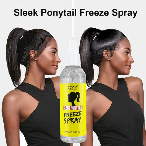 GZE Sleek Ponytail Freeze Spray - Long Lasting Hold, Frizz Control, and Shine - Non-Sticky Formula for Professional Looking