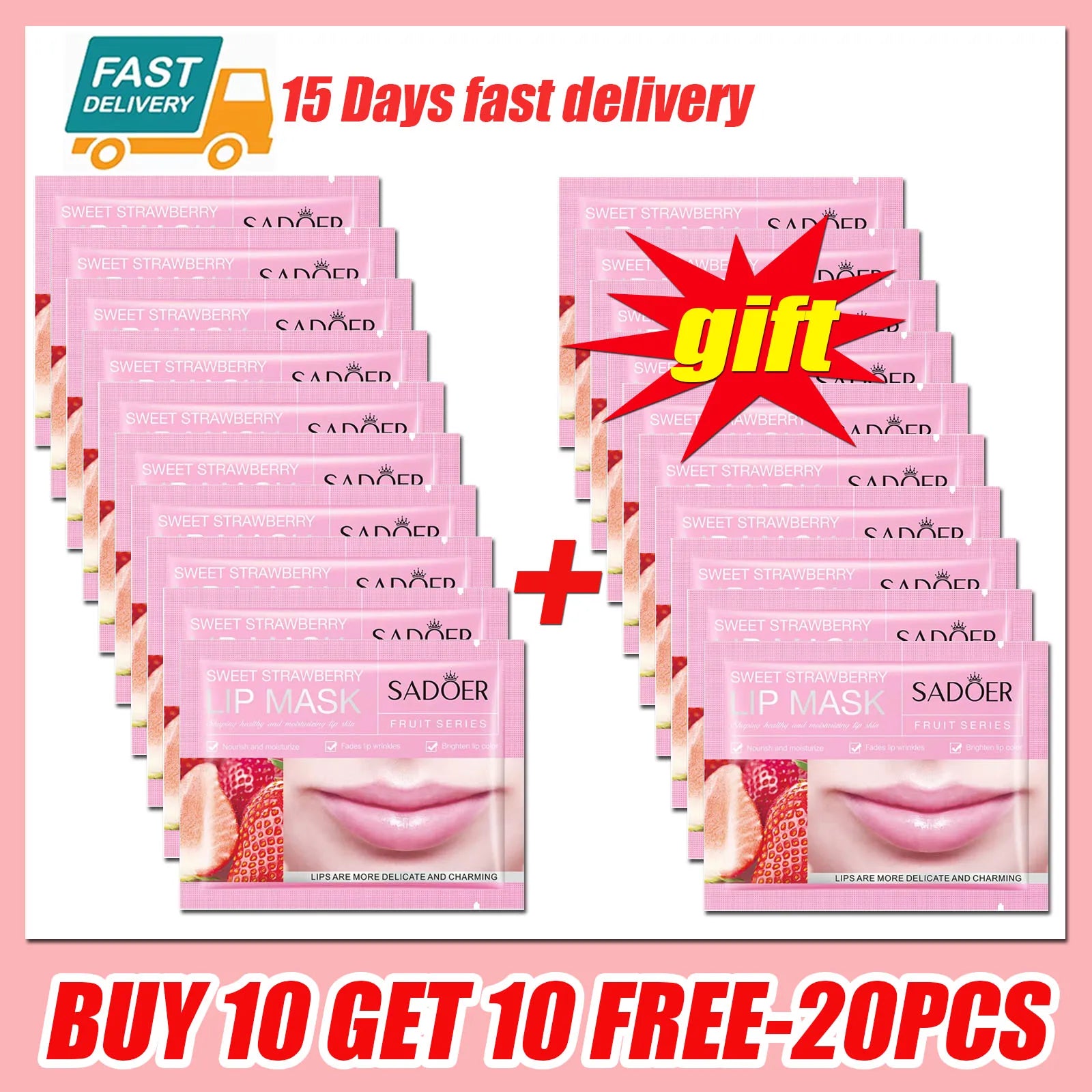 Collagen Lip Mask Strawberry Lip Sleeping Mask Moisturizing Hydrating Lip Balm Nourishing Lip Patches Lip Skin Care Products