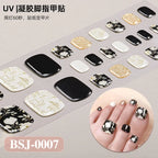 26Tips French Leopard Print UV Gel Toenail Sticker Bronzing Dye Gradient Cross-border Semi Baked Gel Nail Sticker UV Lamp Needed