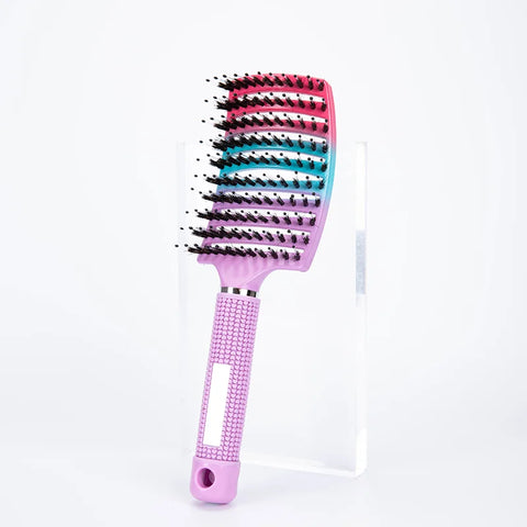 1pcs Detangling Curved Vented Boar Bristle Hair Brush Magic Scalp Massage Comb Hollow Out Anti-static for Wet Curly Hair Salon