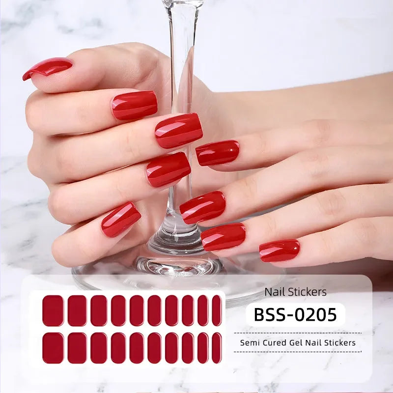 Leopard Semi-Cured Gel Nail Strips Simple Transparent Color Adhesive Long Lasting Gel Nail Stickers Harden In UV Lamp Need
