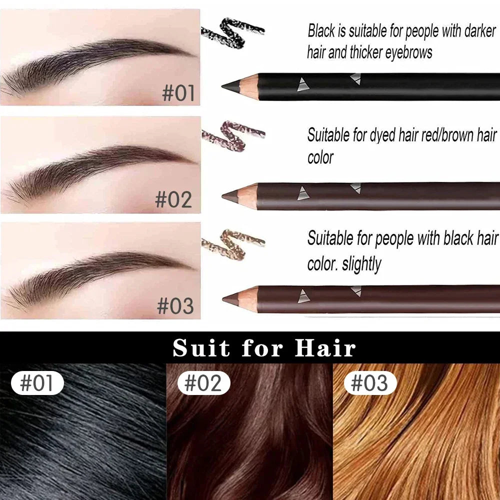 6/12Pcs Eye Brow Pencil Waterproof Professional Women Eye Makeup Pen Easy Color Natural Black Cosmetic Beauty Eyebrow Tool