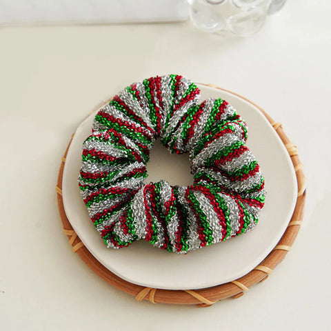 Ponytail Ribbon Hair Tie Santa Claus Elastic Hair Band Christmas Style Plaid Scrunchies Simple Fashion DIY Hair Accessories