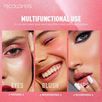 PECOLOVERS Waterproof Blush Cream - Long-Lasting, High Pigmentation for All Skin Tones, Natural Cheek & Face Rouge