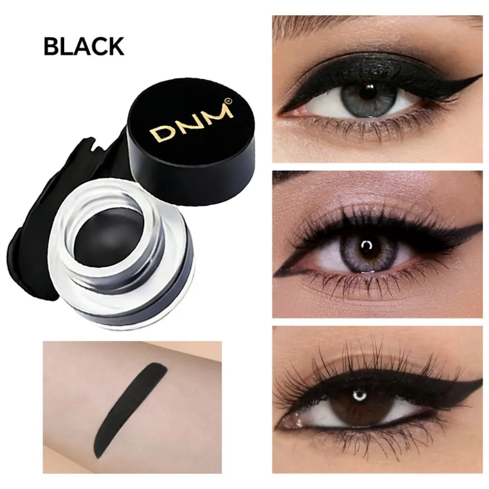 Waterproof Matte Black Eye Liner Paste with Blade Brush Soft Easy Coloring Slim Bold Gel Eyeliner Silkworm Cream Natural Tint