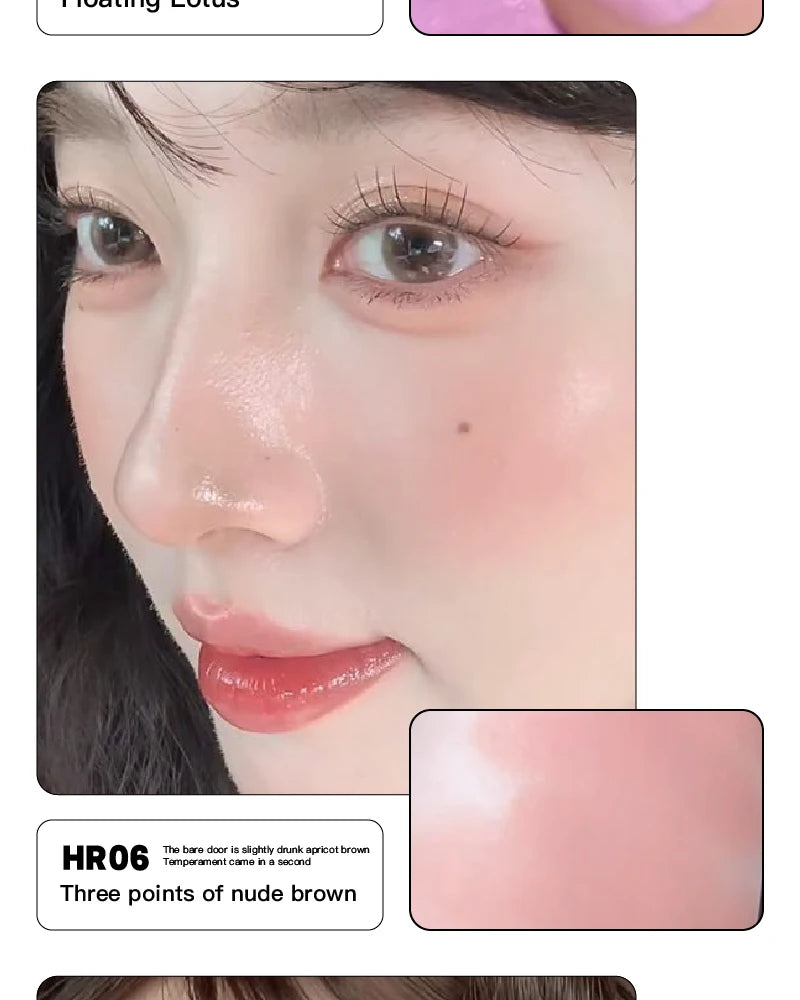 Monochrome Powder Blusher Cream Brightening Whitening Purple Lip and Cheek Dual-use Matte Natural Rouge Blush Tint Palette