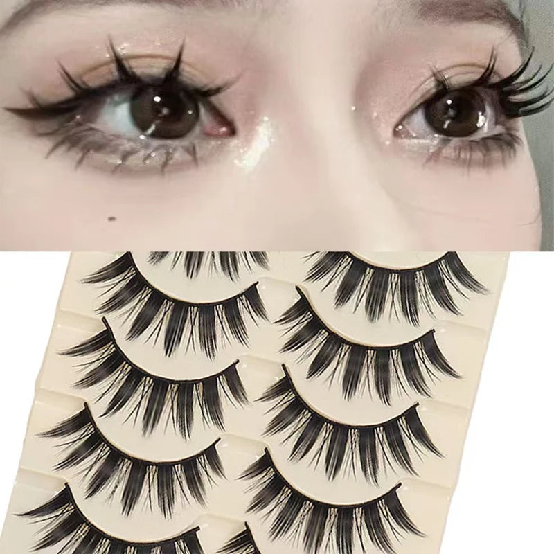 Natural Long Cosplay Makeup Cross Strip False Eyelashes Black Eye Lashes and Cat Eye Lashes 5pairs Mink Eyelashes Faux Cilios