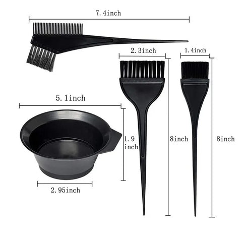 4Pcs Set Hair Dyeing Kit Hair Color Dye Bowl Stirring Brush For Hair Coloring Bleaching DIY Salon Home Hair Dye Tools