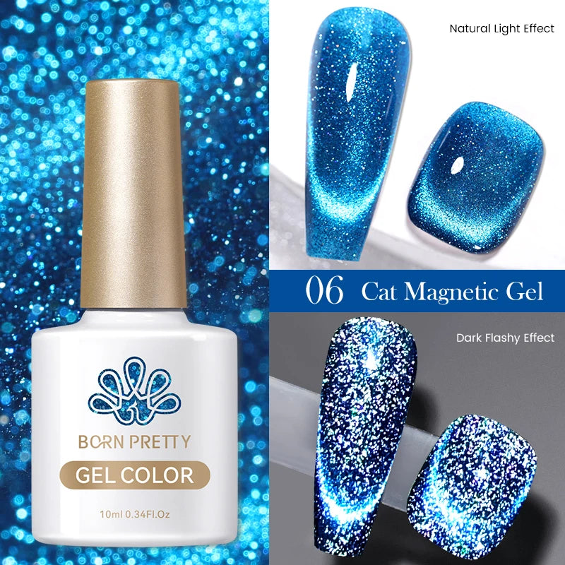 BORN PRETTY 10ml Dark Red Cat Magnetic Gel Nail Polish for Winter Nails DIY Jelly Glass Silver-Light Varnis Semi Permanent