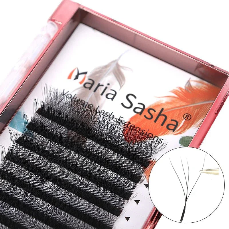 MARIA 4D W Shaped Beam Eyelash Extensions Patch Russian Private Label Wholesale Clusters Easy Fan Volume Lashes Makeup