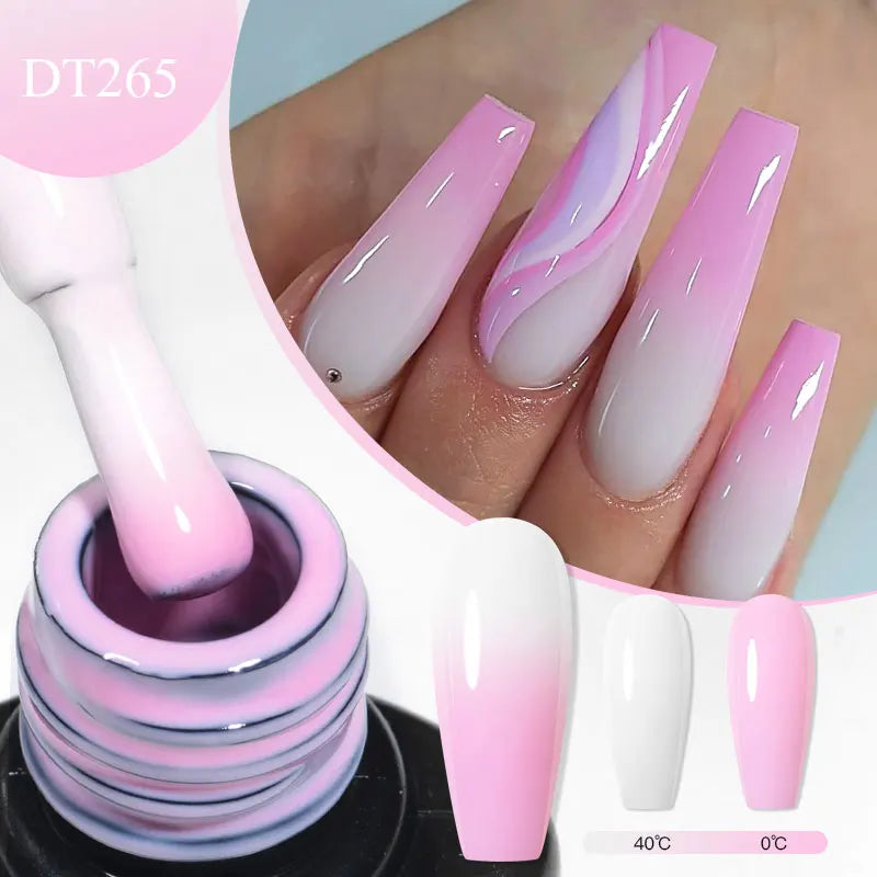 MEET ACROSS 7ml Thermal Gel Nail Polish Ultra-thin 3 Layers Temperature Changing Soak Off Nail Art Gel Varnish For Manicure