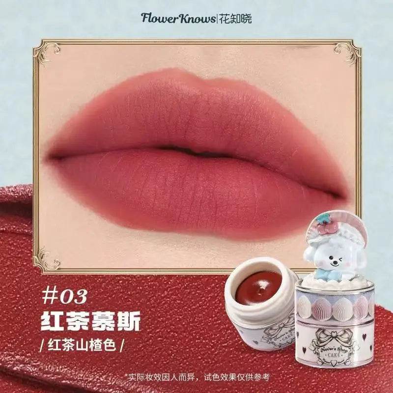Flower Knows Strawberry Cupid Lipmud Cake Lipstick Velet Matte Lip Cream Soft Mist High CoverageMakeup Smooth Preventing Fading