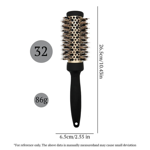 Hair Brush Comb Professional High Temperature Resistant Ceramic Iron Round Comb 5 Sizes For Blow Dry Salon Styling Tools