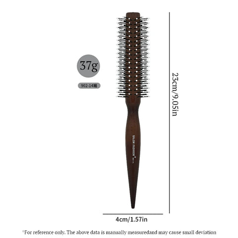 Natural Wood Handle Round Barrel Hair Comb Anti Static Brush Hair Round Comb Styling Tools For Thin Or Short Hair Men Women Use