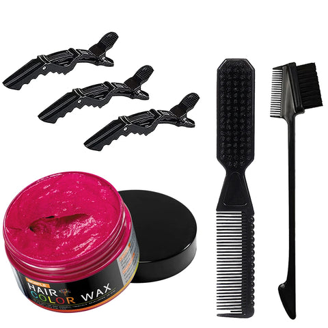 Hair Color Wax Unisex Long Lasting Dye Cream Temporary Coloring Styling Pomade Gel with Brush Comb Dye Molding Paste 11 Colors
