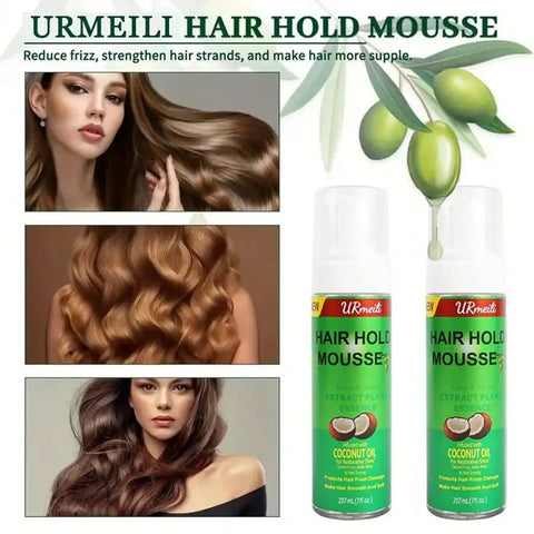 Curly Hair Mousse（207ml) For Wigs Strong Hold Olive Oil Hair Styling Mousse Anti-Frizz Hair Foam Mousse For Styling Hair Women