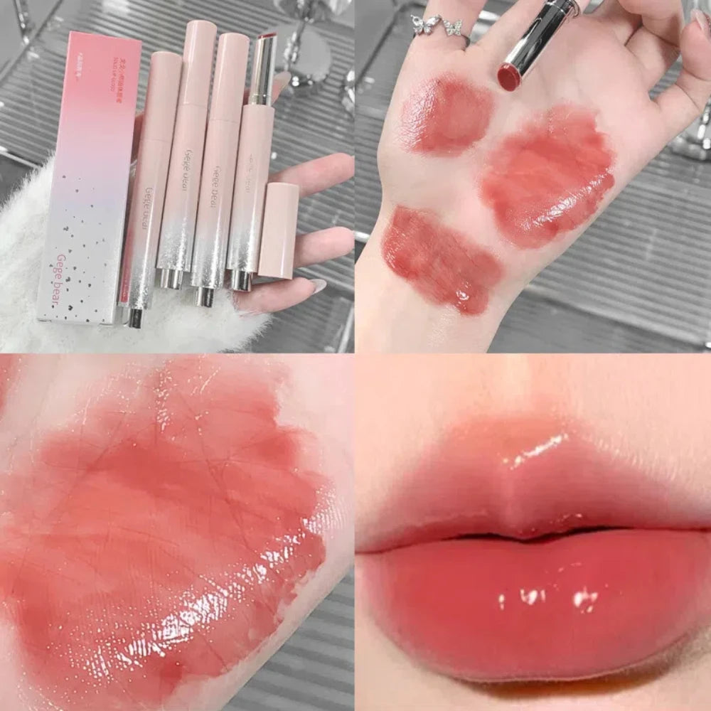 Jelly Solid Lip Gloss Cute Hydrating Mirror Red Brown Lipstick Clear Moisturizing Lips Tint Nature Nude Lip Makeup Cosmetics