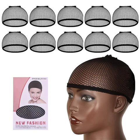 Long Wig Caps, Open End Mesh Net Liner Weaving Cap, Wig Caps ForWomen Black Pack Of 6 Pcs