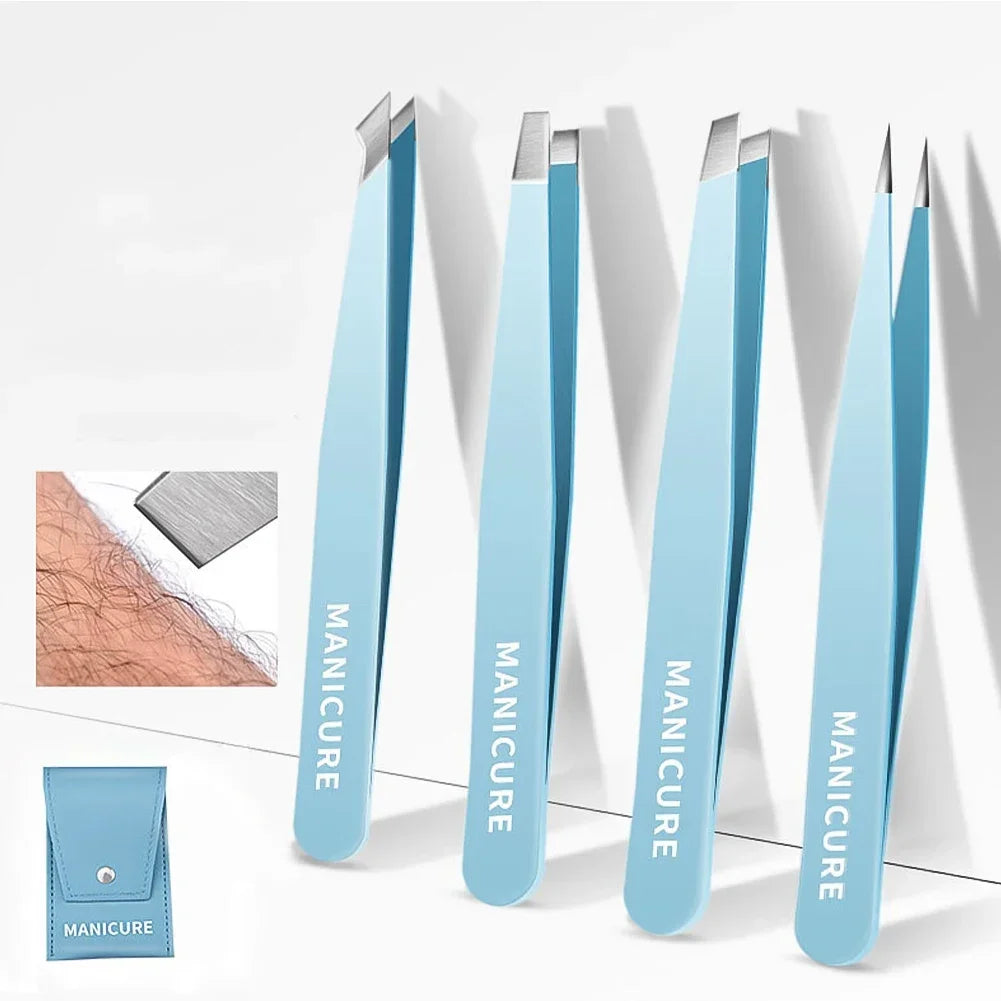 New Colorful Hair Beauty Fine Hairs Puller Stainless Steel Slanted Brow Clips Removal Makeup Tools High-Quality Eyebrow Tweezer