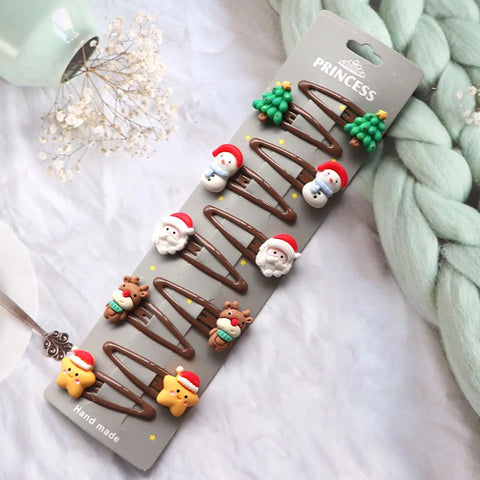 8/10Pcs/Set New Christmas Hair Clips for Women Girls Hair Accessories Party Barrettes Hairpins Kids Cosplay Headwear