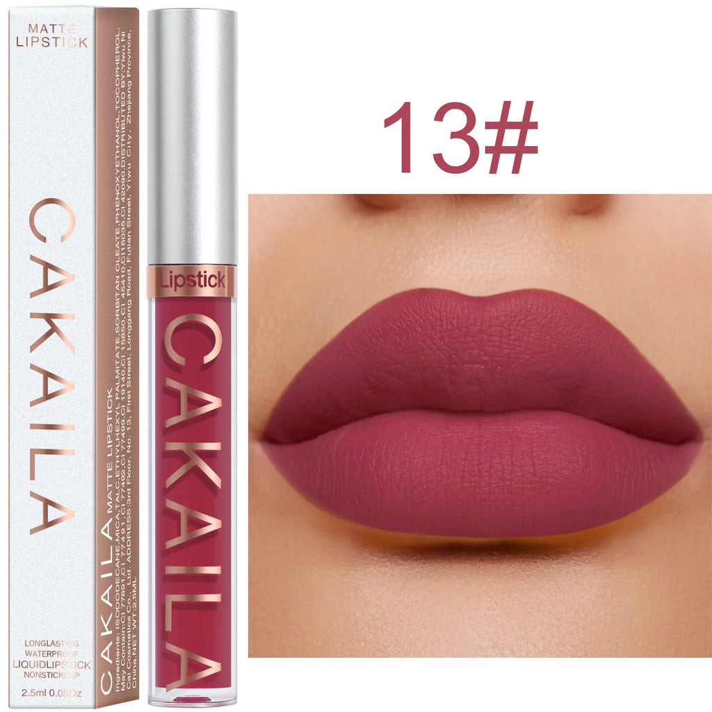 CAKAILA Waterproof Liquid Lipstick Set - Nude, Matte Red | 24-Hour Long-Lasting Lip Gloss | Suitable For All Skin Types