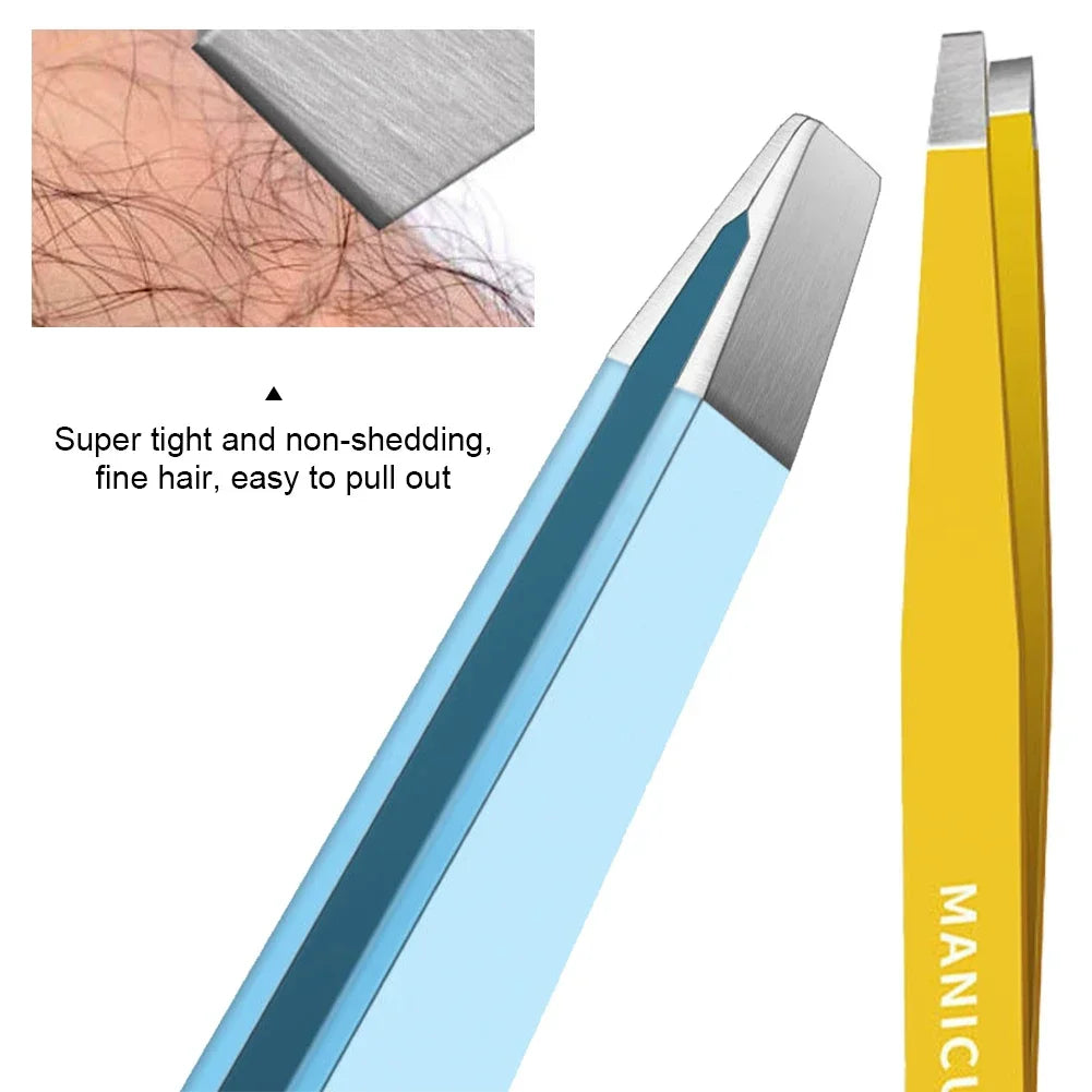 New Colorful Hair Beauty Fine Hairs Puller Stainless Steel Slanted Brow Clips Removal Makeup Tools High-Quality Eyebrow Tweezer