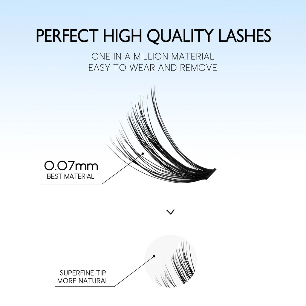 GROINNEYA DIY Lash Extension Kit Individual Lashes Cluster Mix Eyelashes Full Set Lashes Kit with Lash Bond and Seal At Home