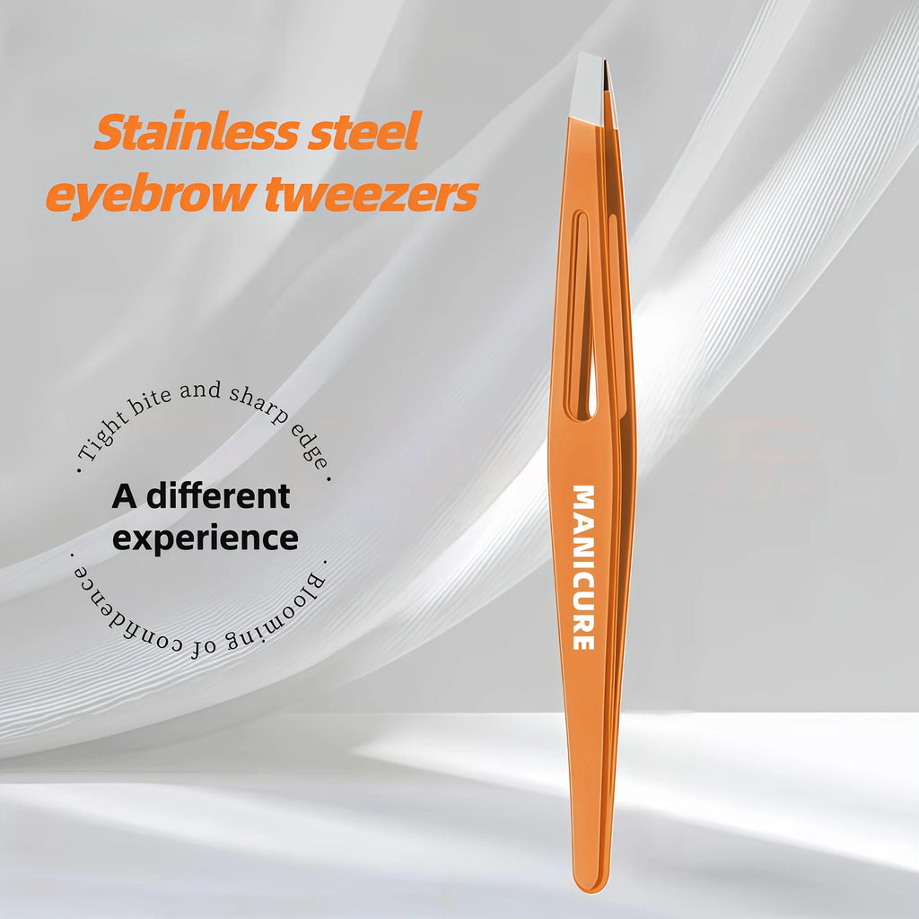 Stainless Steel Eyebrow Tweezers Precision Painless Tweezers for Eyebrow Shaping Trimming and Beard Care Tight-Fit Slant Tip