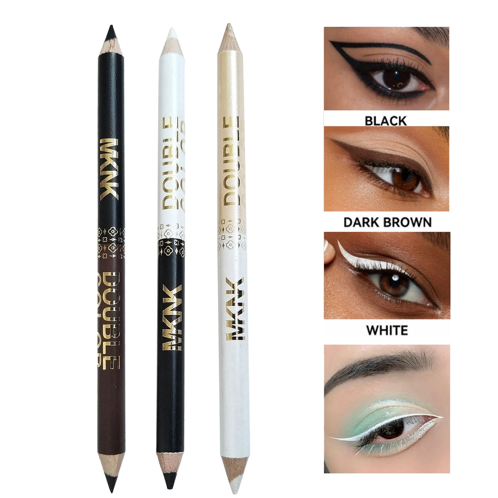 Two-Color Wooden Eyeliner Pencil Smooth Matte Black White Gel Eye Liner Pen Dual-use Pearlescent Silkworm Highlight Shadow Pen