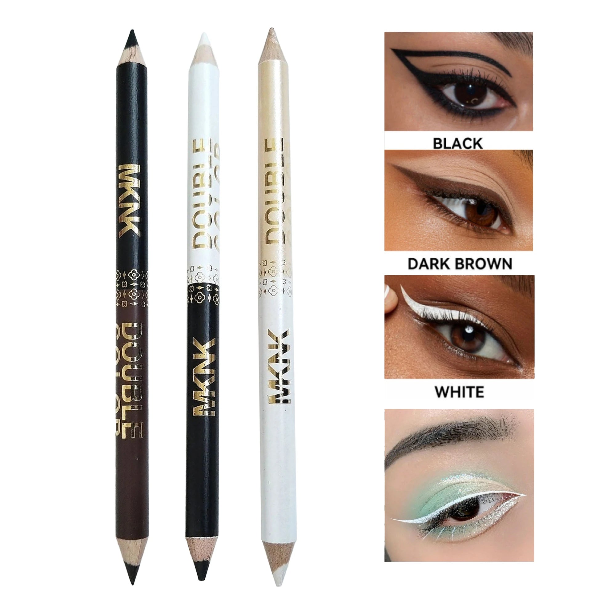 Two-Color Wooden Eyeliner Pencil Smooth Matte Black White Gel Eye Liner Pen Dual-use Pearlescent Silkworm Highlight Shadow Pen