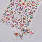 5D Gradient Love Gem Glitter Love Heart Colorful Cat's Eye Rhinestone Soft Self Adhesive Nail Art Stickers Shiny Manicure Decals