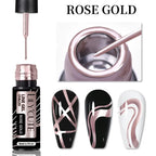 LILYCUTE 5ML Metallic Painting Liner Gel Nail Polish Super Bright Gold Silver Mirror Drawing Gel Semi Permanent Line French Nail