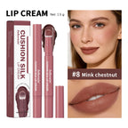 Lip Stain Air Cushion Lip Cream 2 in 1 Lip&Blush Waterproof Matte Lip Glaze Mouth Red Lip Mud Non-fading Non-stick Cup Makeup