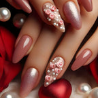 24pcs/set Medium long square fake nails for women girls cute heart flowers feather butterfly design press on false nail art tips