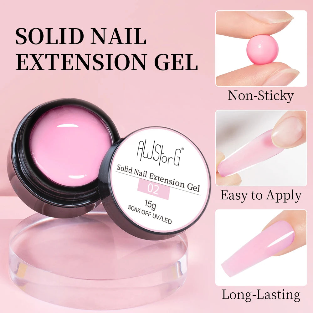 AWStorG 1Pcs/5Pcs 15g Non Stick Hand Extension Gel Nail Polish Carving Flower Nail Art Shaping Solid Acrylic Nail Gel Varnish