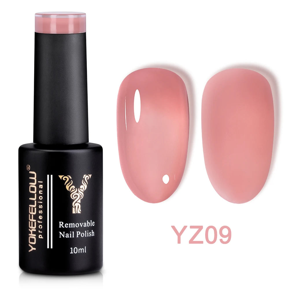 YOKEFELLOW 10ml Jelly Nude Gel Nail Polish High Quality Translucent Pink Nail Gel Varnish Soak Off UV Gel Polish Long Lasting