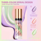 QIBEST Face Makeup Primer Tri-color Cream Brighten Contour Color Isolation Waterproof Foundation Natural Makeup Base Cream
