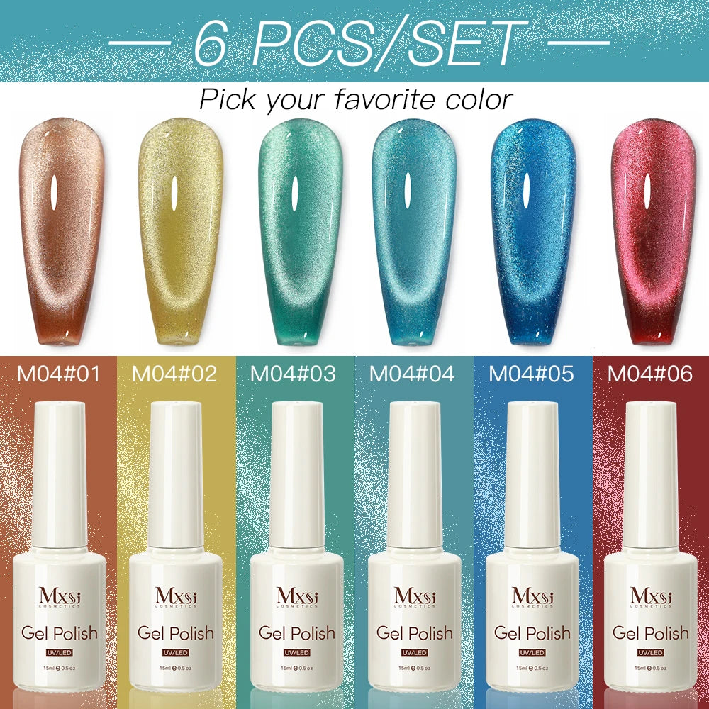 Magnetic Cat Eye Gel Nail Polish Set Red Pink UV Soak Off Gel Varnish Crystal 15ml Cat Eye Gel Lacquer Art Nails With Display