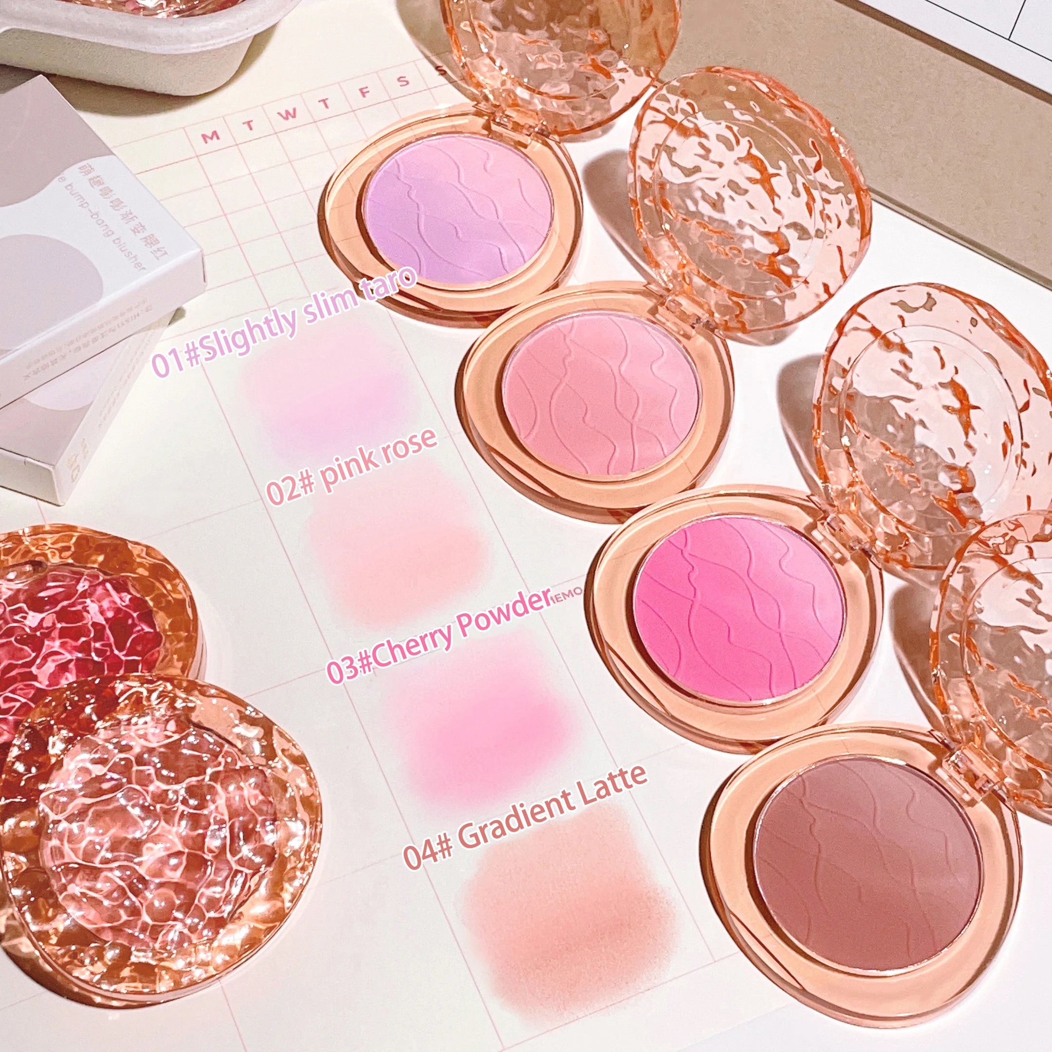 HISYI cute, pop, gradient blush, matte, delicate, daily nude makeup, brightens the color, naturally whitens students