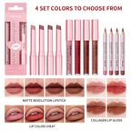 Waterproof Long Lasting Matte Black Lipstick Set Velvet Liquid Lip Gloss Lip Liner Set Red Stain Halloween Goth Makeup