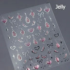 5D Gradient Love Gem Glitter Love Heart Colorful Cat's Eye Rhinestone Soft Self Adhesive Nail Art Stickers Shiny Manicure Decals