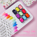 Vendeeni 9 Colors Patting Painting Gel Nail Polish Blooming Transfer Design UV LED Soak Off Gel Varnish Gradient Pat Gel Palette