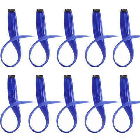 10pcs 22Inch Synthetic Long Straight Hair Extensions Clip in Colored Party Highlights Hairpieces for Women Kids Girls