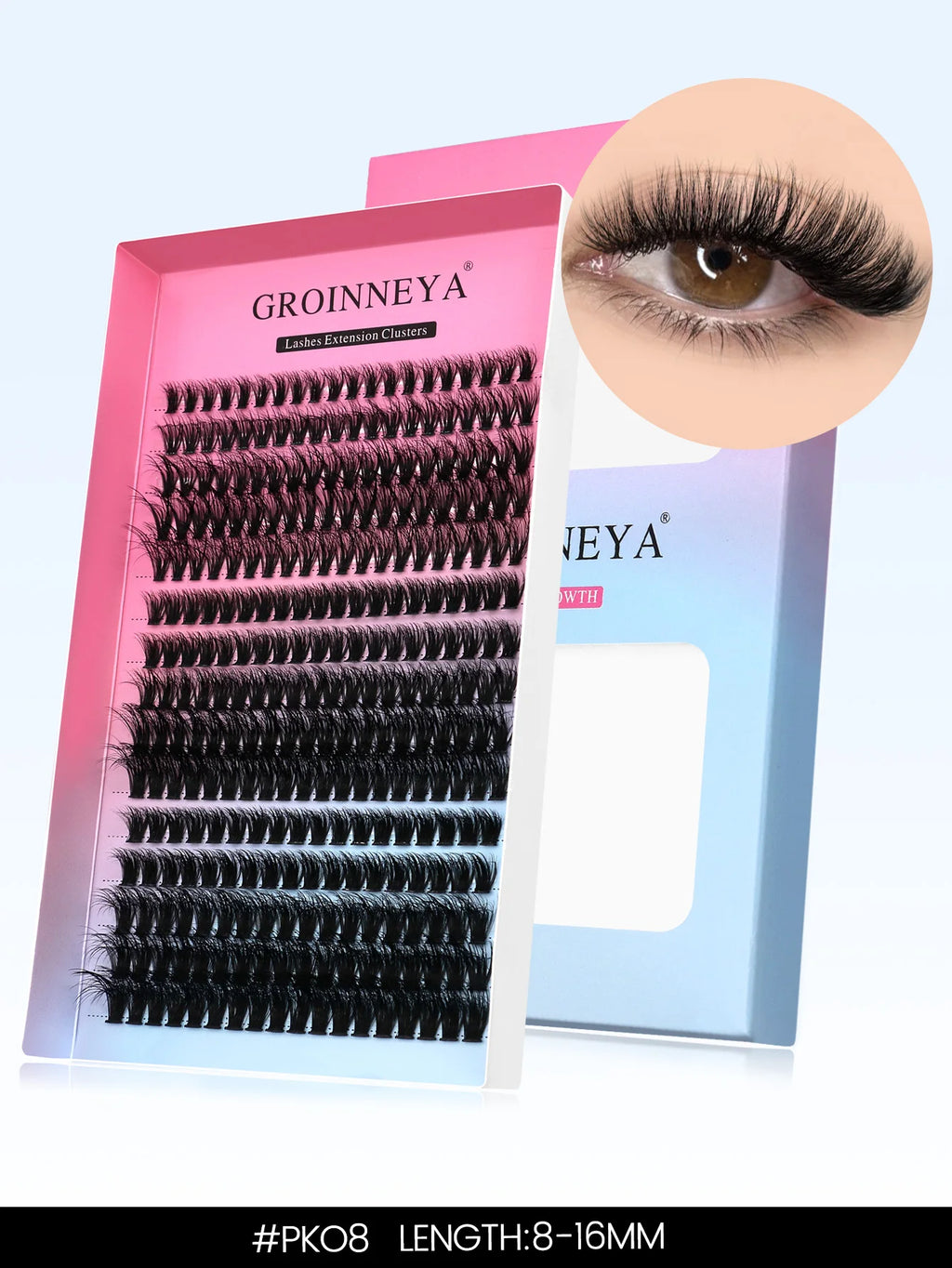 GROINNEYA DIY Eyelashes Cluster Lashes Lash Extension Natural Soft 100% Handmade Mink Lashes Reusable Makeup