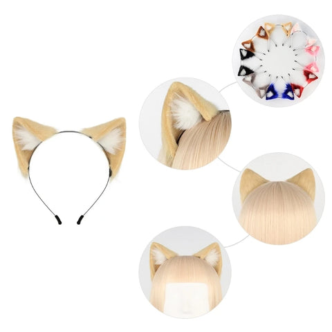 Unisex Cute Cartoon Dog for Cat Ears Shape Headband Multi Color Hair Hoop Makeup Live Broadcast Christmas Party Headpiec