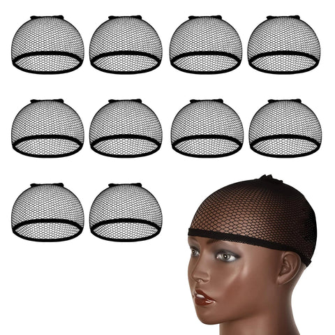 Long Wig Caps, Open End Mesh Net Liner Weaving Cap, Wig Caps ForWomen Black Pack Of 6 Pcs