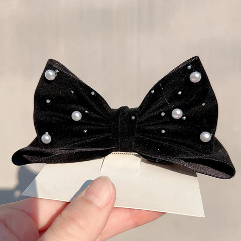 1pc Autumn/Winter New Year Wine Red Velvet Big Bow Hairpin Headpiece Celebrating Christmas Girl Hair Hairpin Accessories