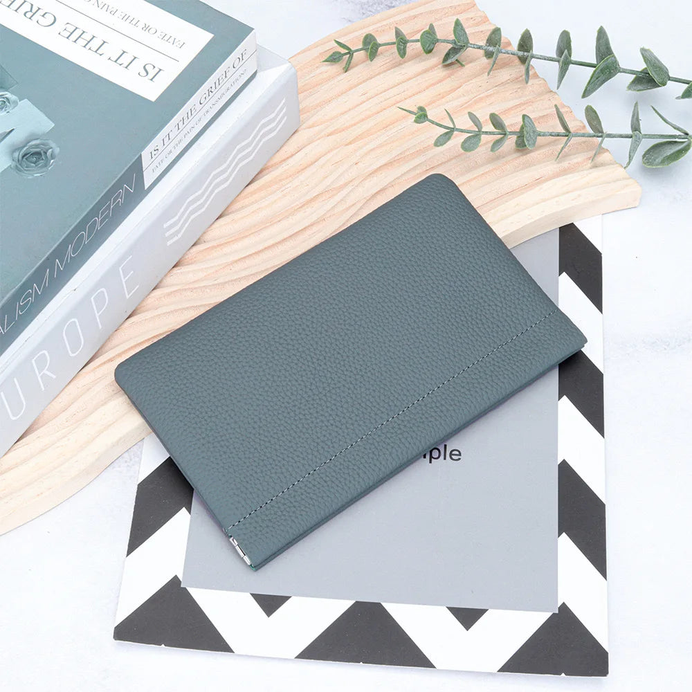 Custom Letters  Ladies Genuine Leather Ultra-thin New Minimalist Long Wallet With Automatic Closure makeup Lipstick Storage Bag