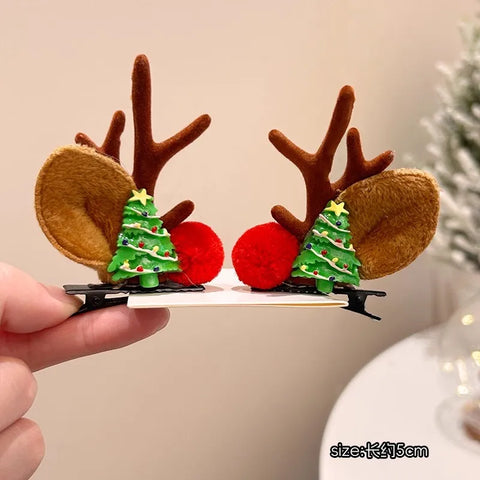 Christmas Hair Accessories 1Pair Cute Cartoon Antler Hair Clips For Women Girls Lovely Hair Ornament Hairpins Barrettes Hairgrip